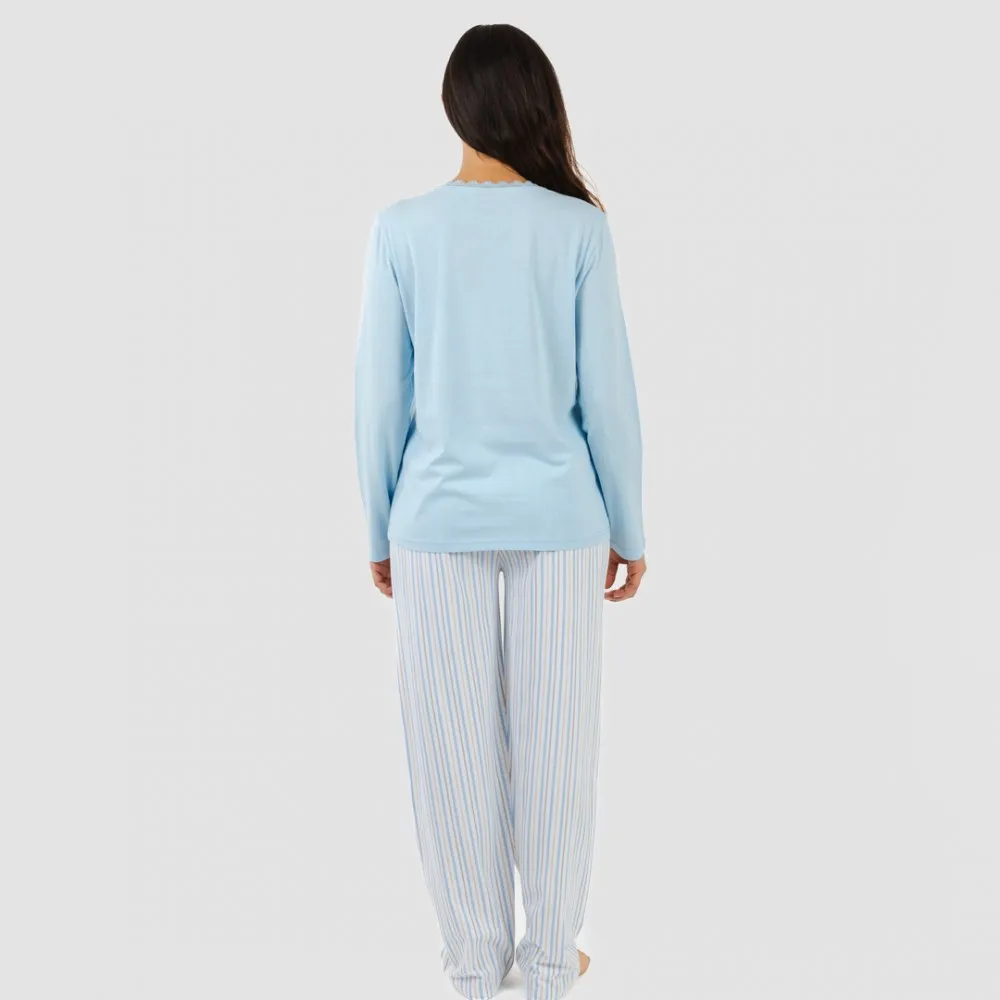 Pijama largo algodón Bennet celeste