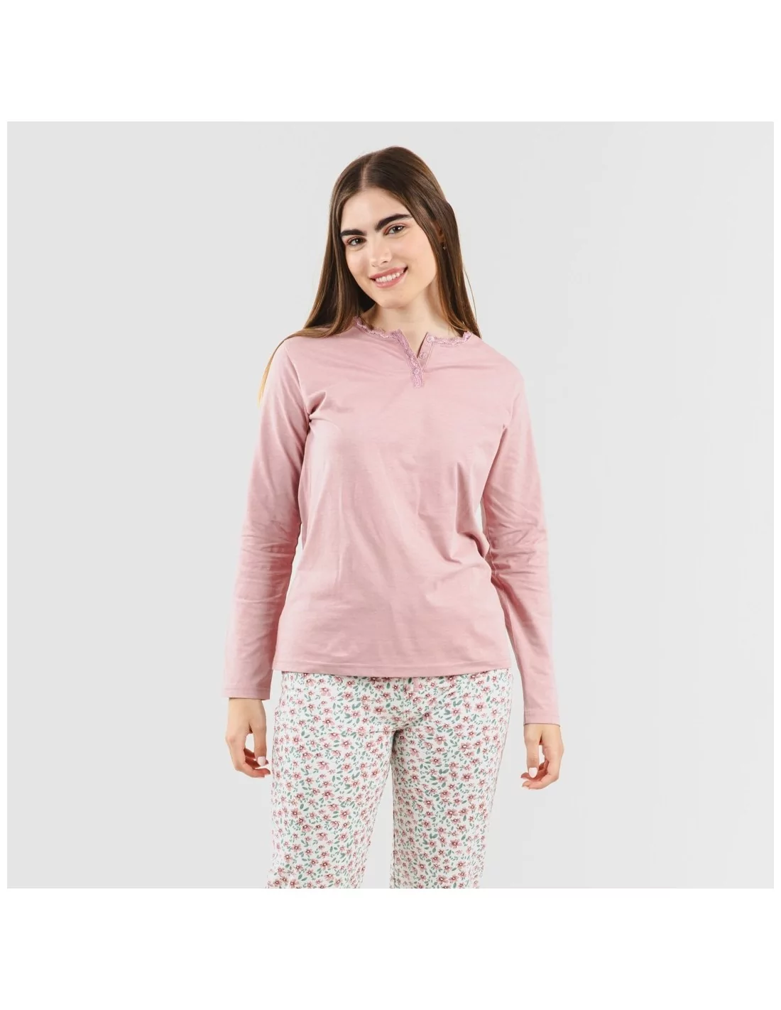 Pijama largo algodón Vita rosa