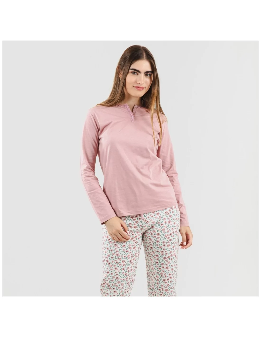 Pijama largo algodón Vita rosa