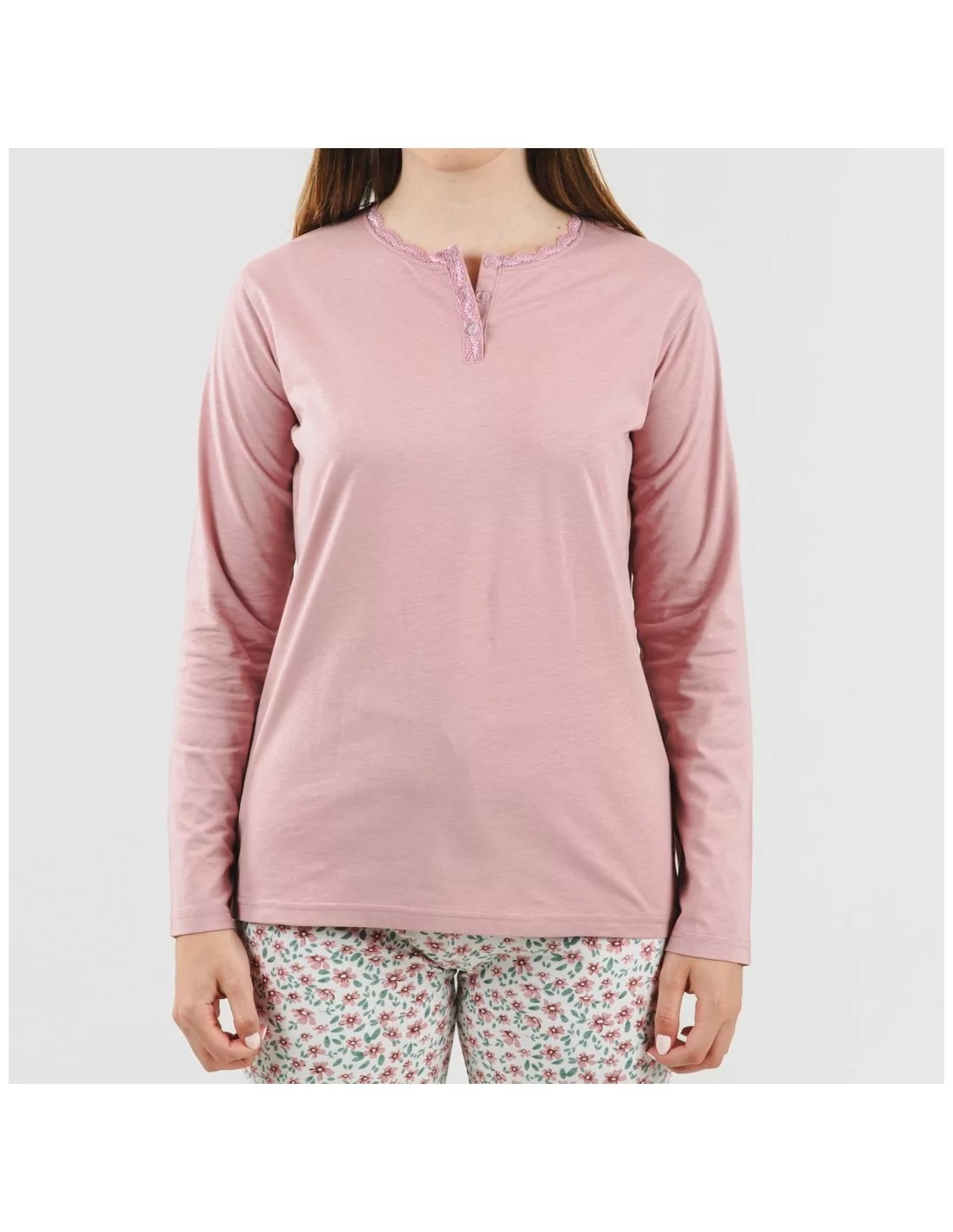 Pijama largo algodón Vita rosa