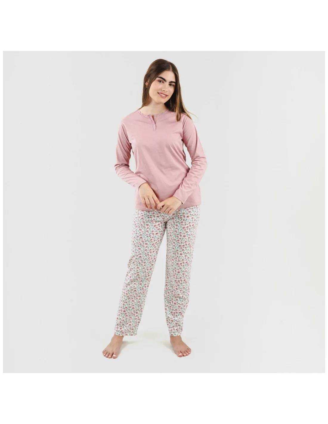 Pijama largo algodón Vita rosa