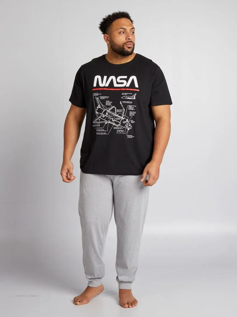 PIJAMA LARGO 'NASA' CAMISETA + PANTALóN  2 PIEZAS  NEGRO