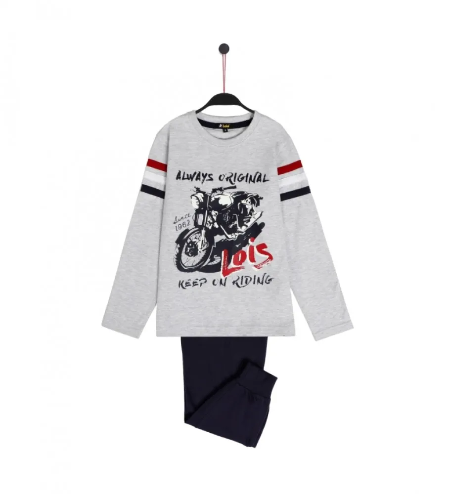 Pijama Manga Larga Motor gris