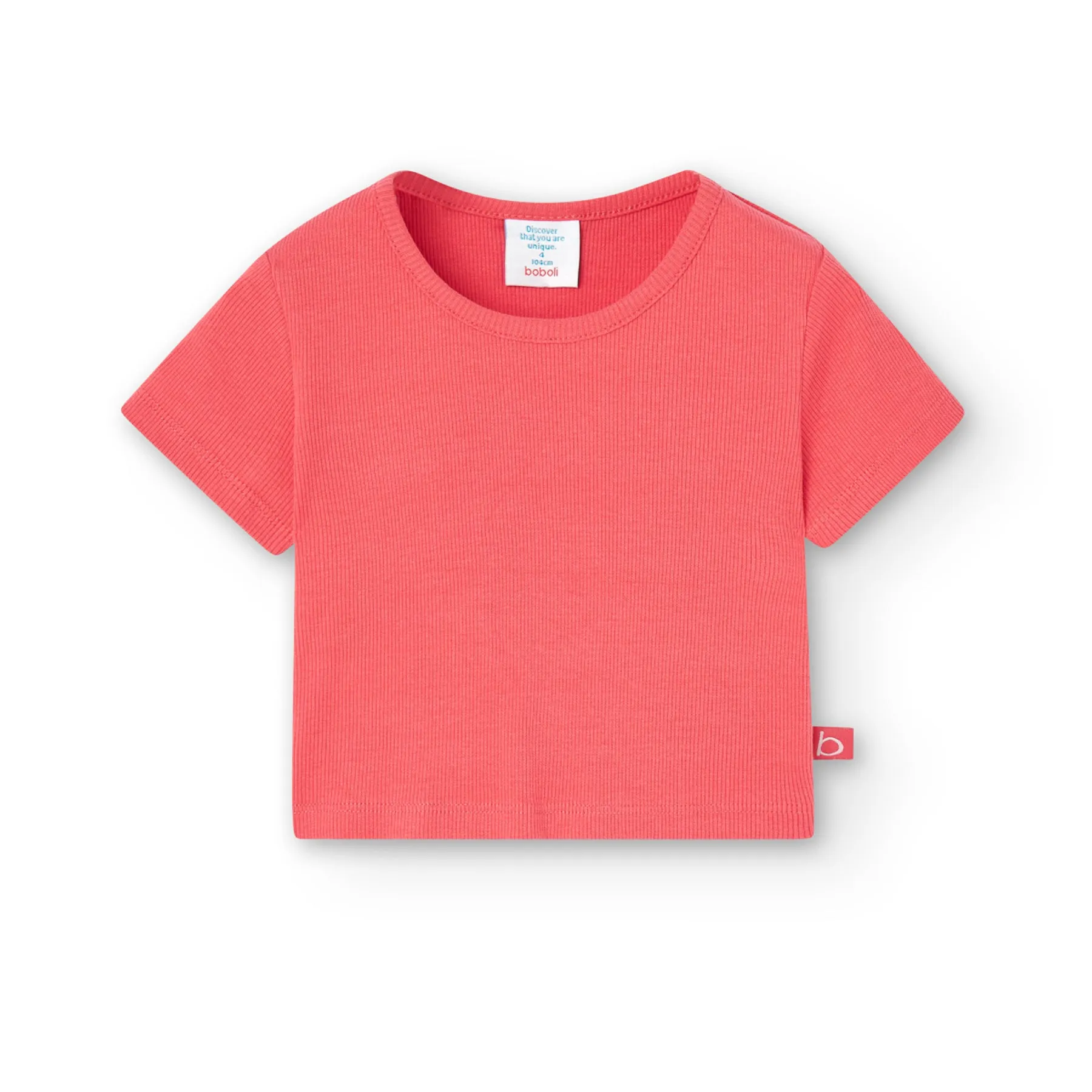 Playera De Punto Canalé Roja Para Niña BOBOLI