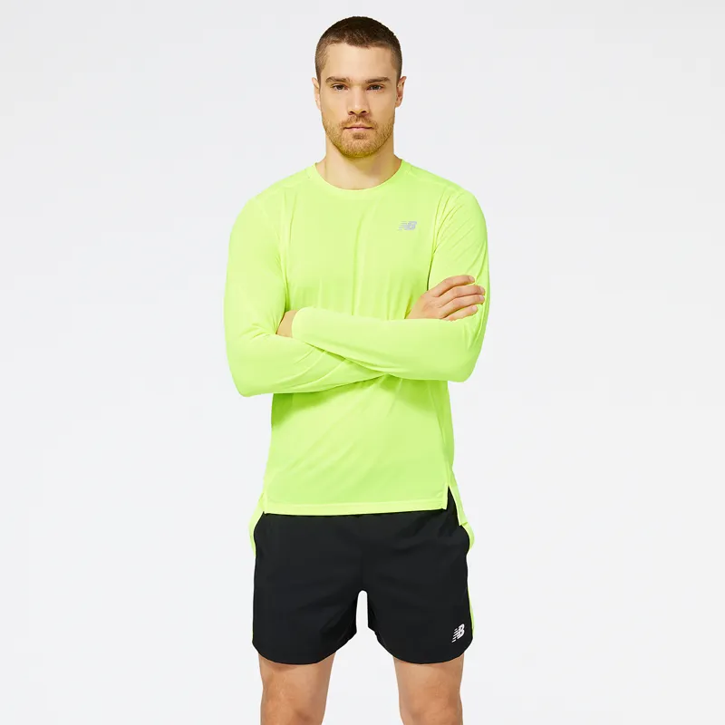 Polera Manga Larga Running Hombre New Balance Accelerate Amarillo