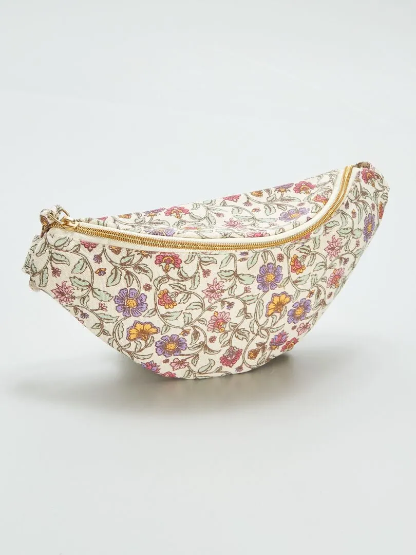 RIñONERA DE TELA ESTAMPADA  ROSA