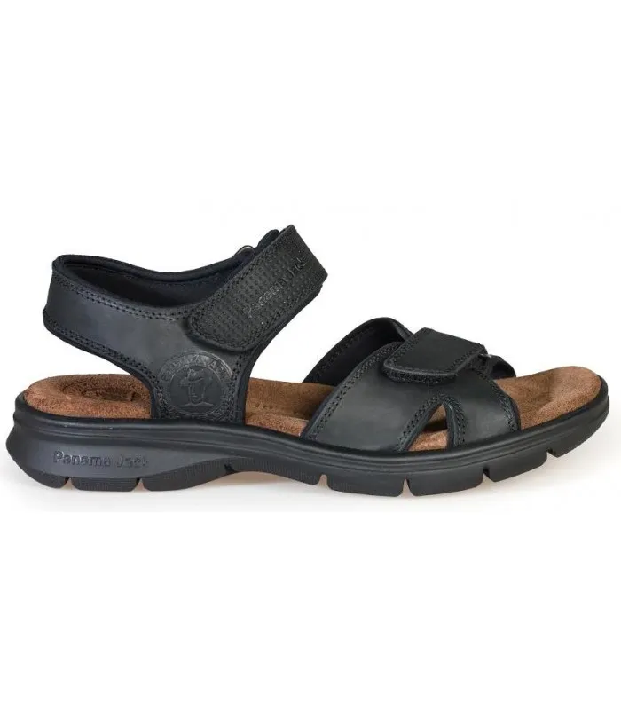 Sandalia de confort con velcros color negro