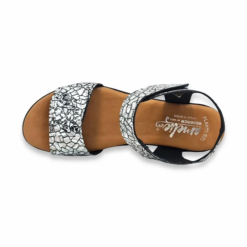 Sandalias Cuña Baja Mujer Piel Plantilla Acolchada Y Cierre De Velcro 286 Negro, de Amelie
