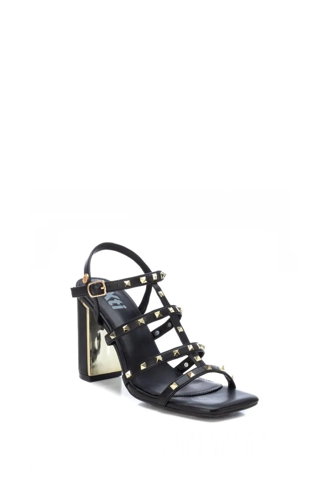 SANDALIAS TACON CON TACHUELAS NEGRO