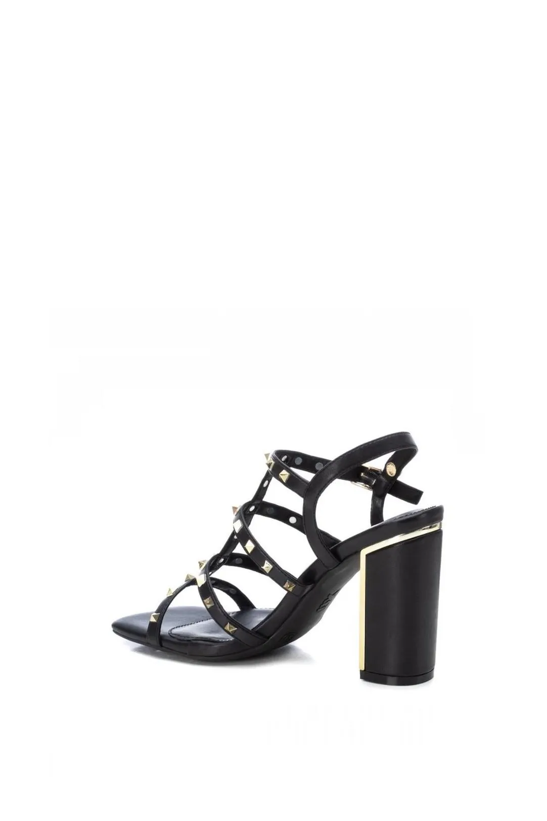 SANDALIAS TACON CON TACHUELAS NEGRO