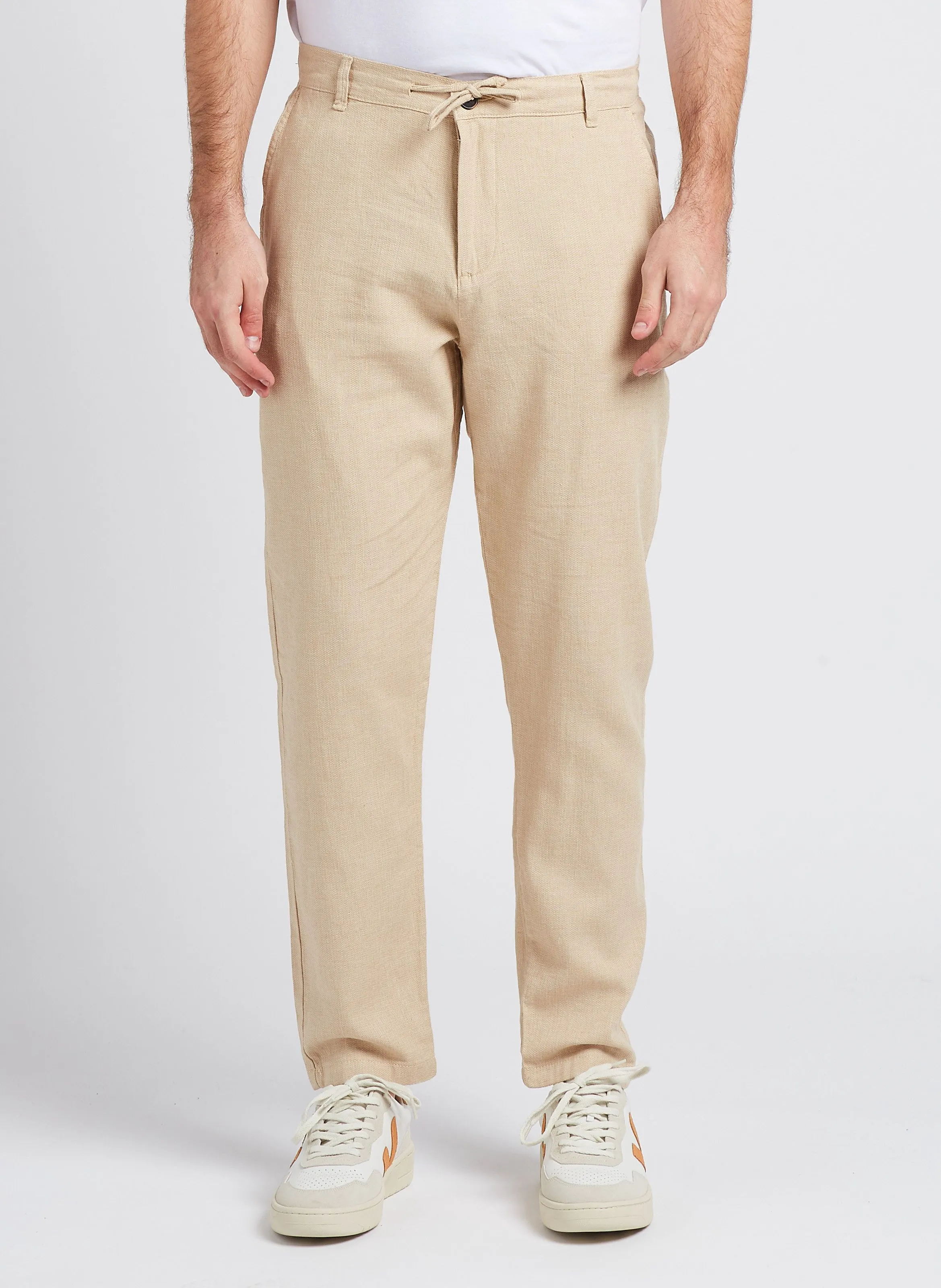 SELECTED Pantalón recto de mezcla de algodón orgánico en beige