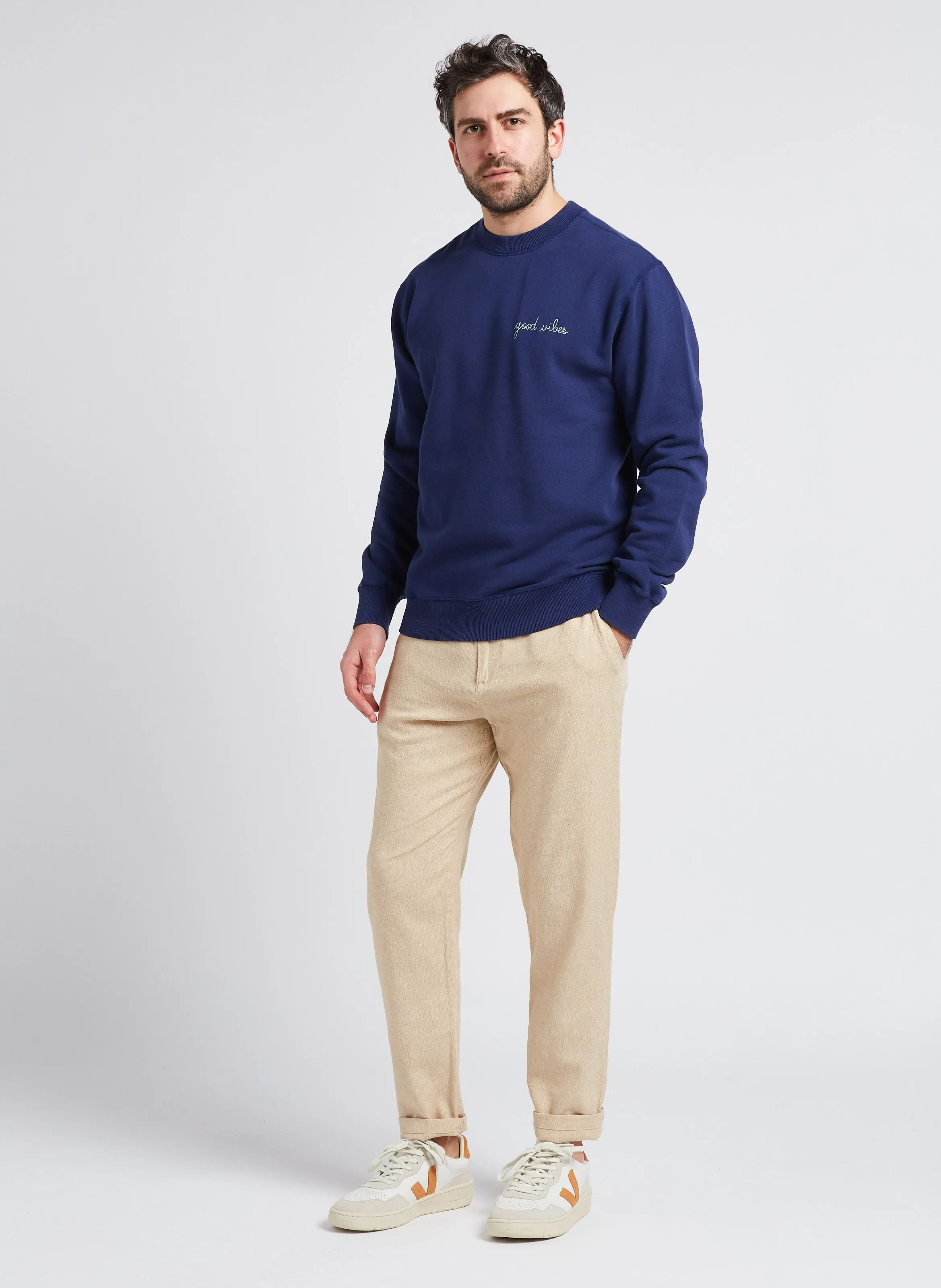 SELECTED Pantalón recto de mezcla de algodón orgánico en beige