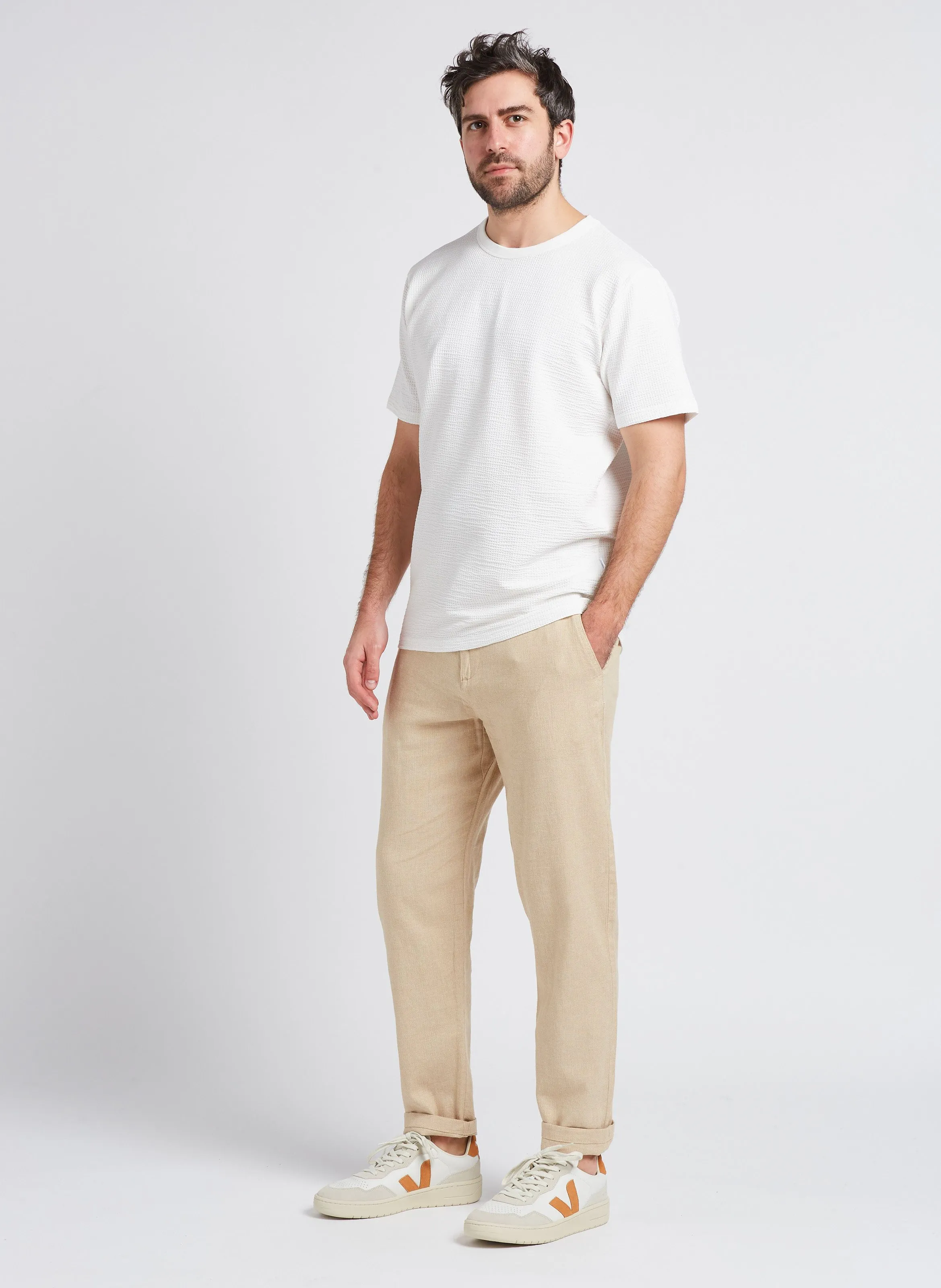 SELECTED Pantalón recto de mezcla de algodón orgánico en beige