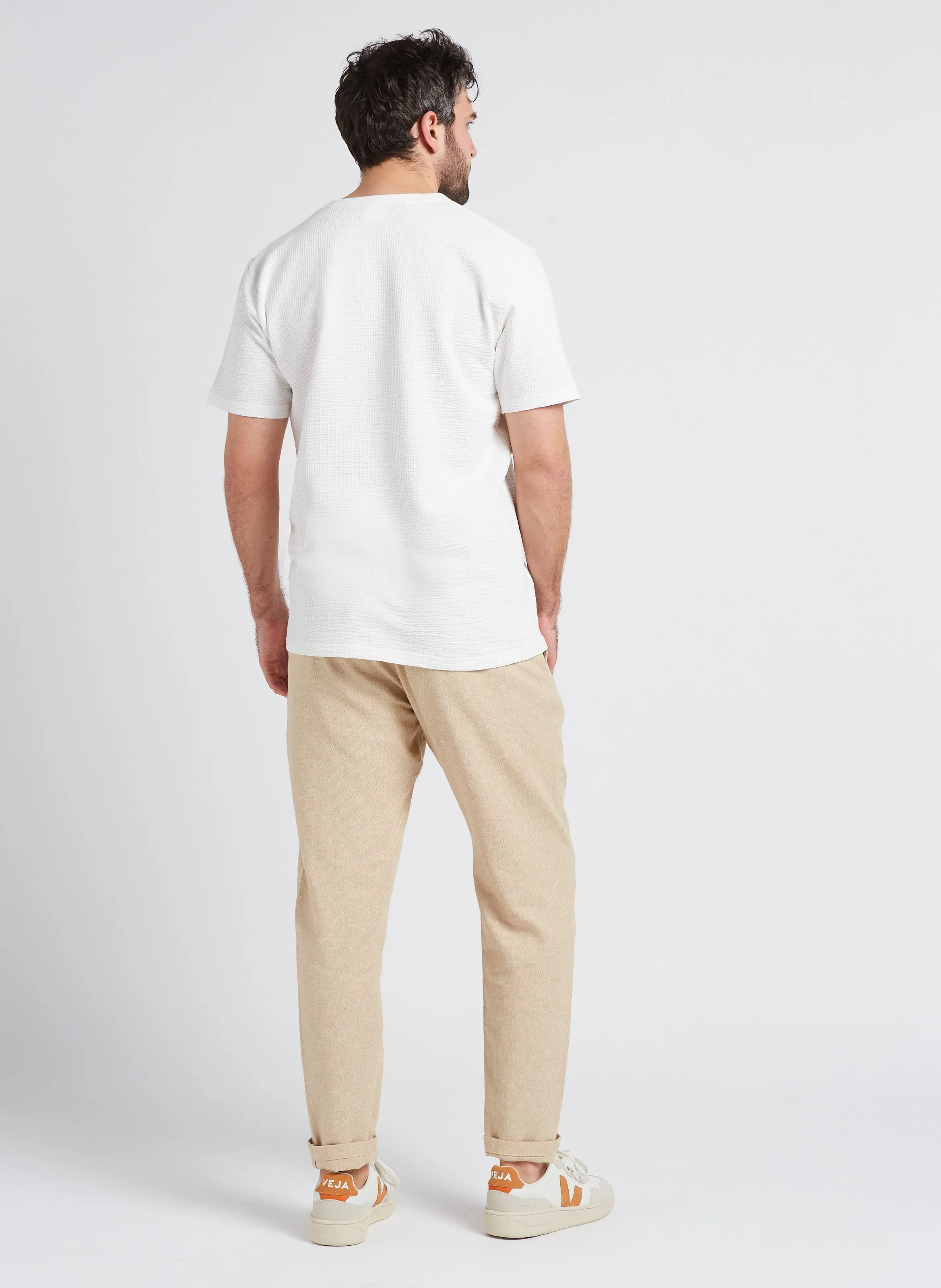 SELECTED Pantalón recto de mezcla de algodón orgánico en beige
