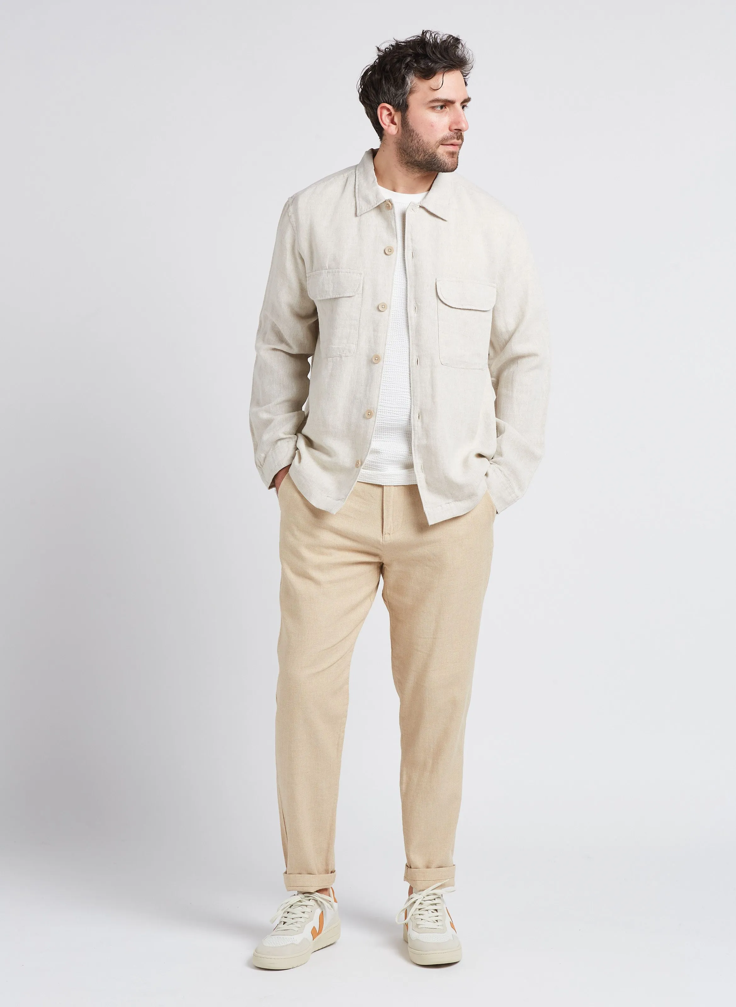 SELECTED Pantalón recto de mezcla de algodón orgánico en beige
