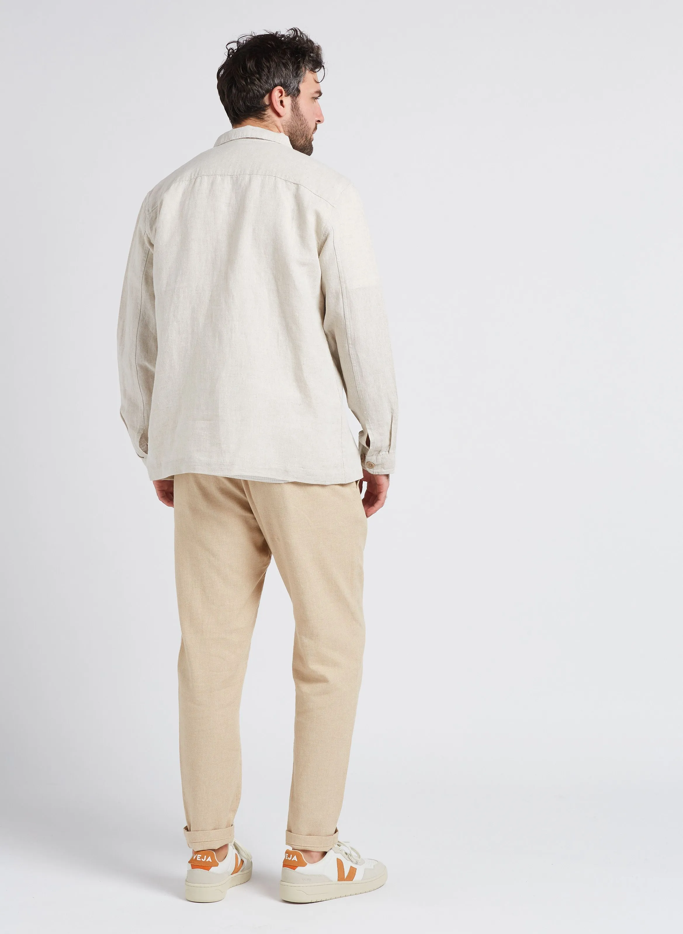 SELECTED Pantalón recto de mezcla de algodón orgánico en beige
