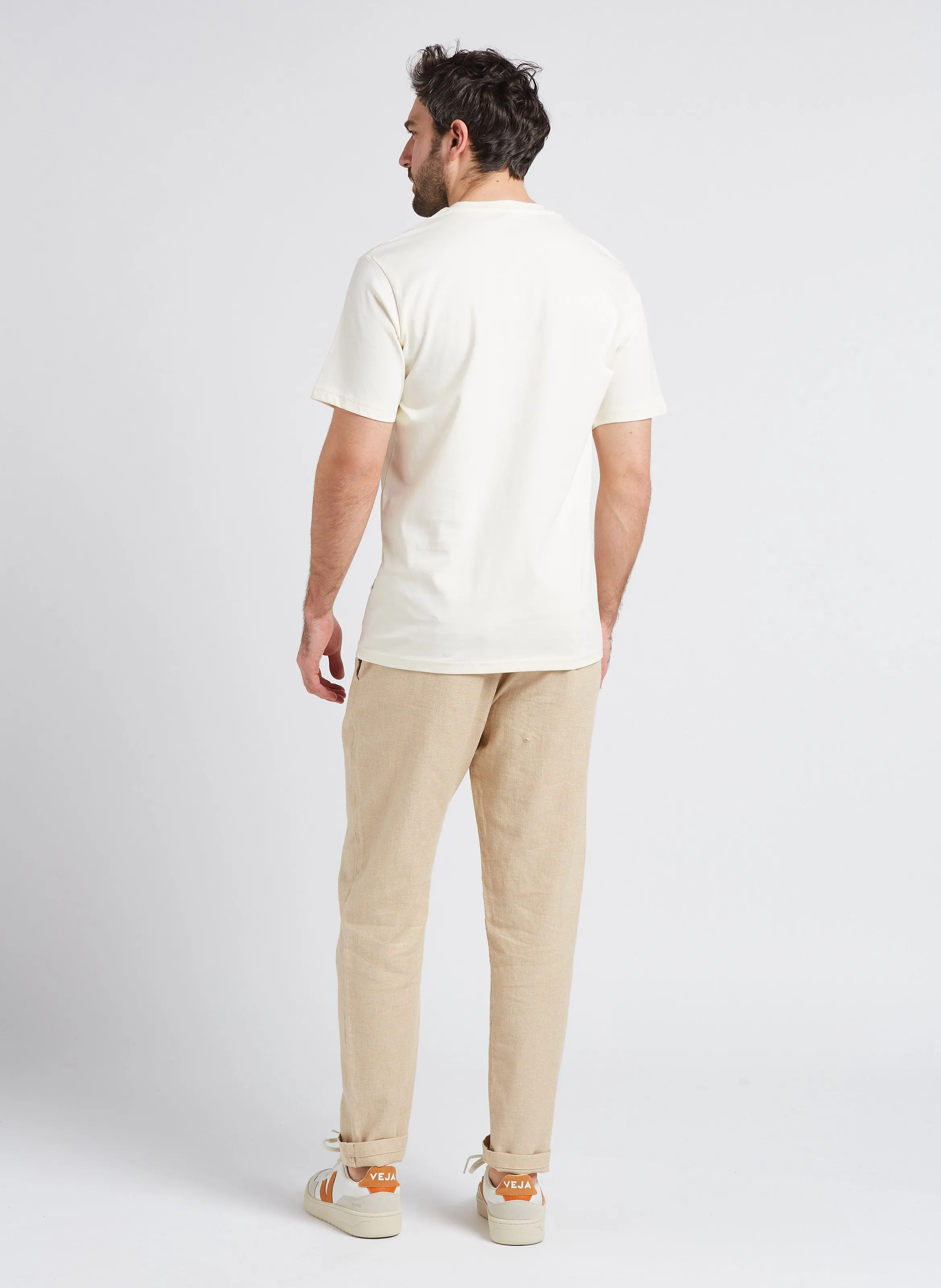 SELECTED Pantalón recto de mezcla de algodón orgánico en beige