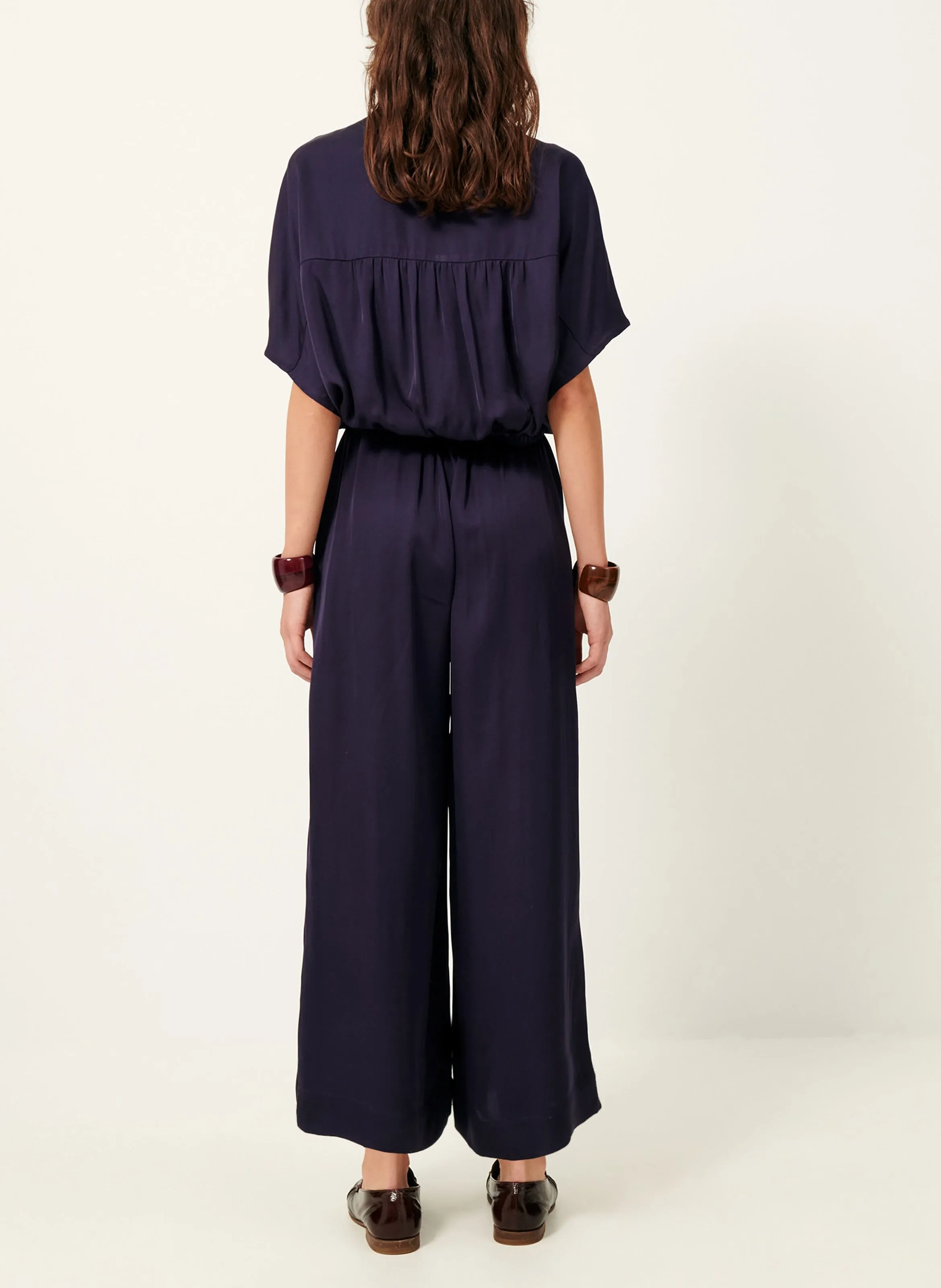 SESSUN ISLA NIGHT  PANTALóN ANCHO DE TALLE ALTO VAPOROSO EN AZUL