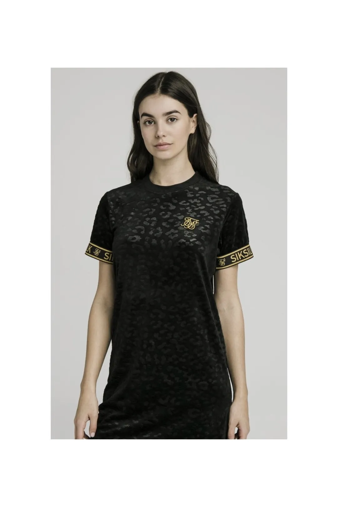 SIKSILK Vestido terciopelo color negro