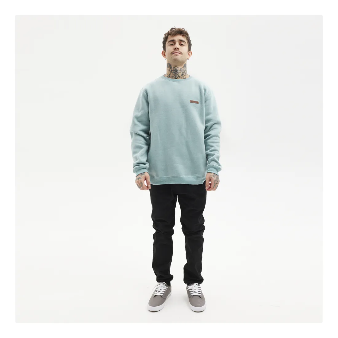 SUDADERA LISA HYDROPONIC HOMBRE CUELLO REDONDO GRACE CW LB002 HEATHER ACQUAVERDE AGUA