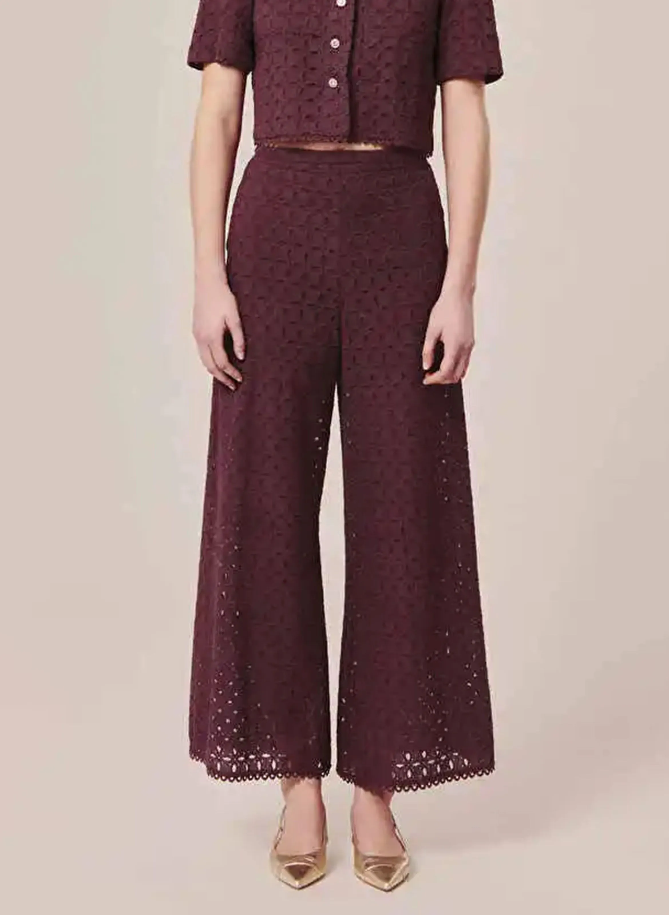 TARA JARMON PAQUITA  PANTALóN ANCHO DE ALGODóN ORGáNICO EN MARRON
