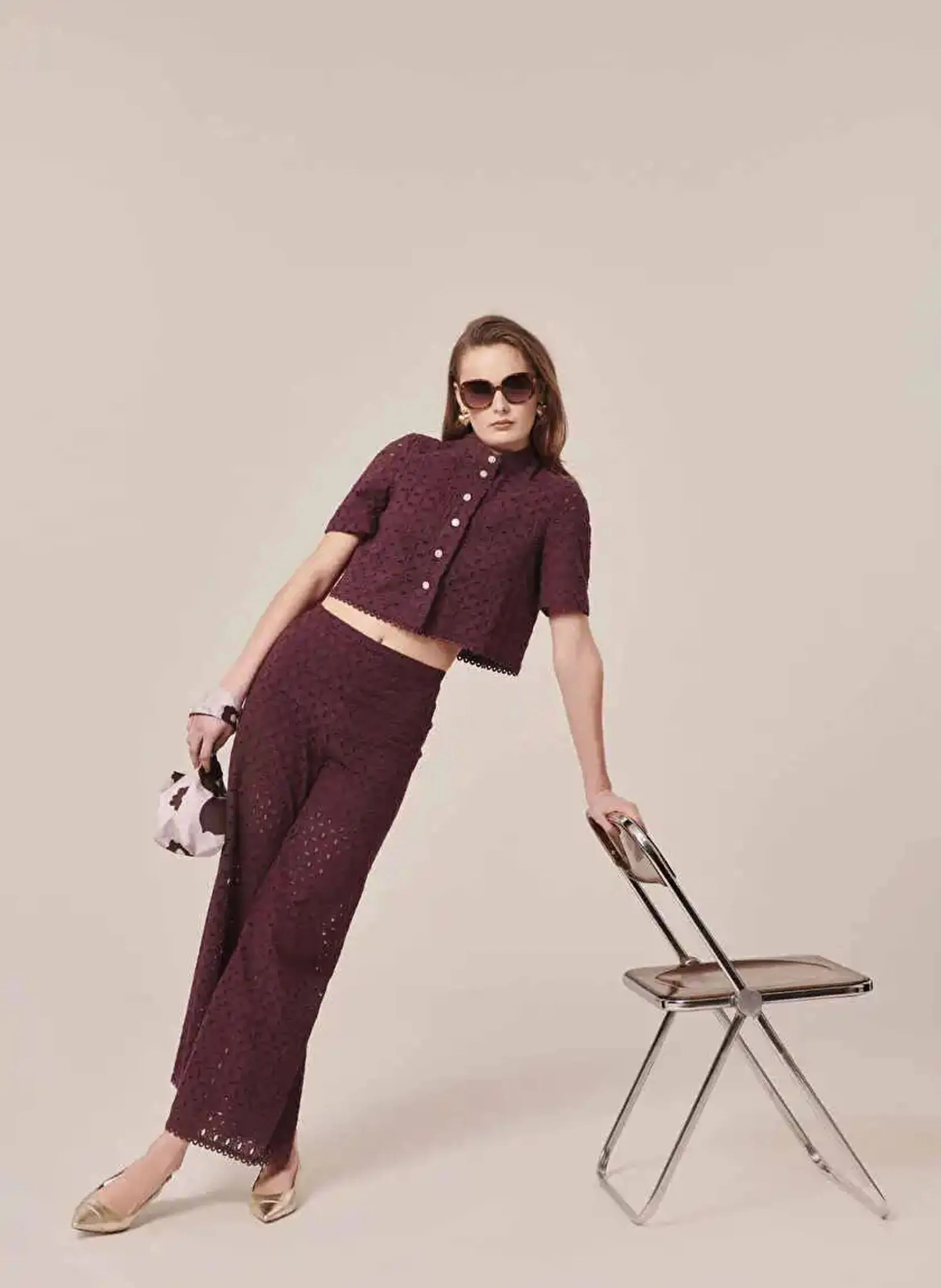 TARA JARMON PAQUITA  PANTALóN ANCHO DE ALGODóN ORGáNICO EN MARRON