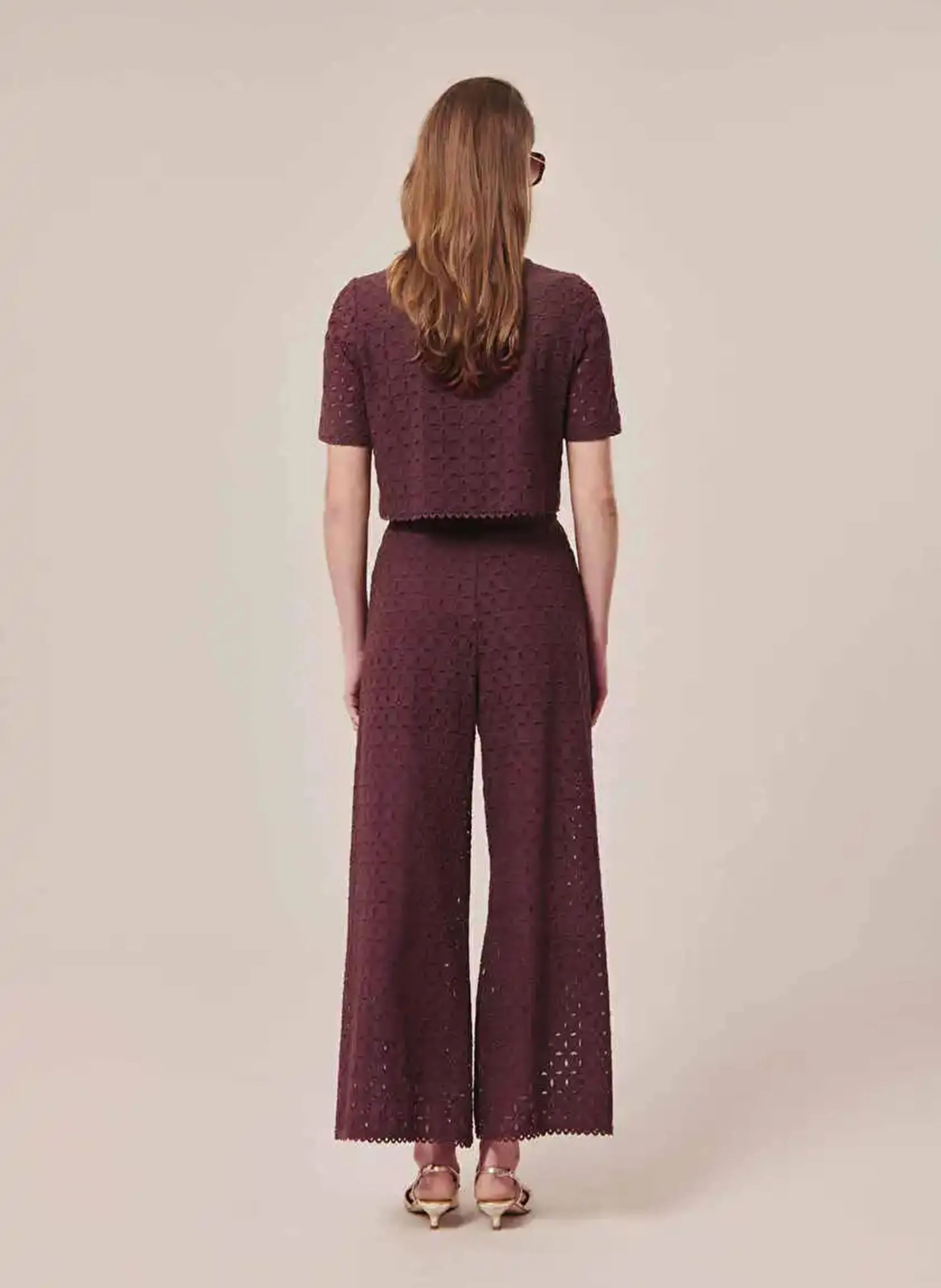 TARA JARMON PAQUITA  PANTALóN ANCHO DE ALGODóN ORGáNICO EN MARRON