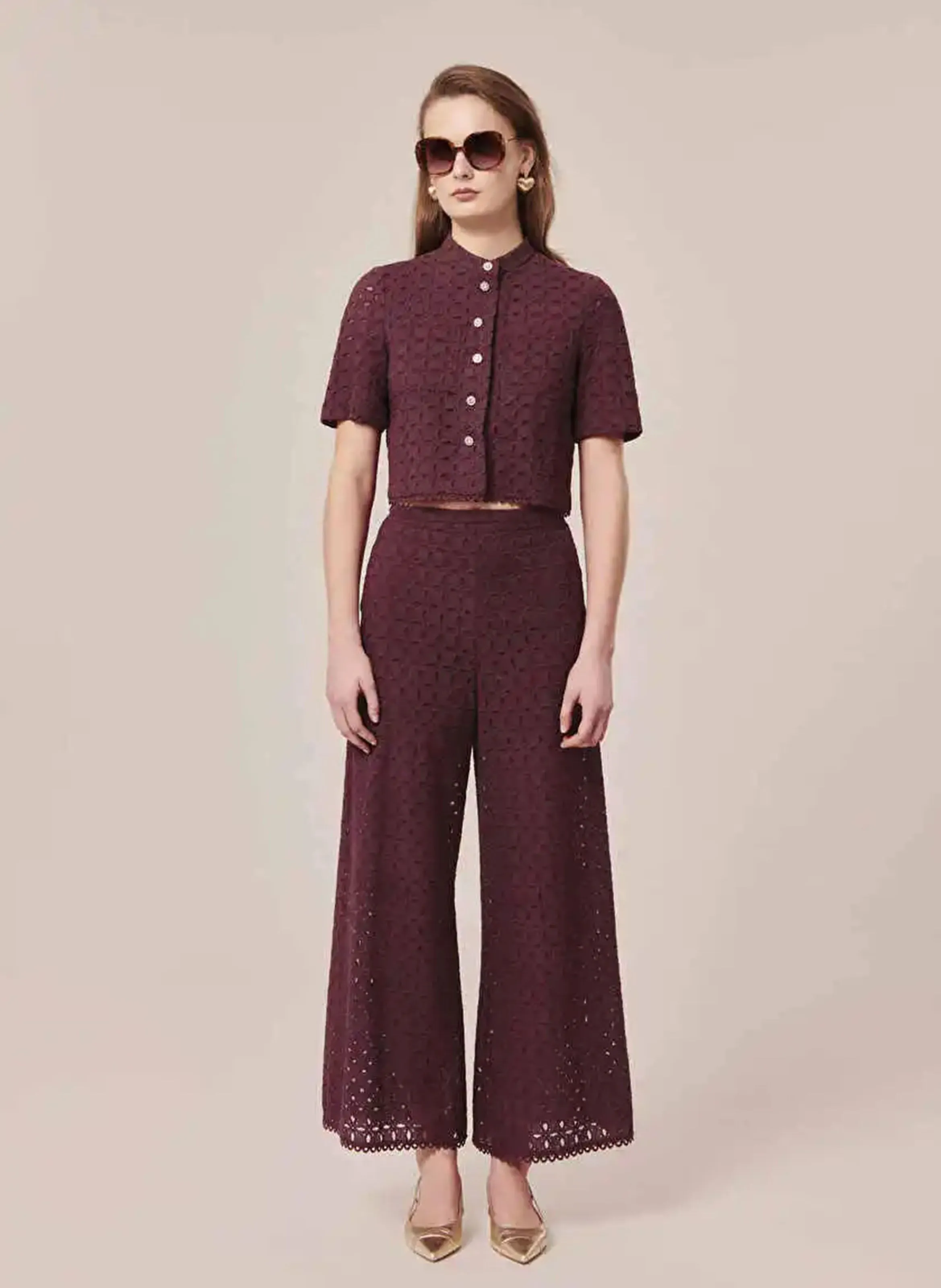 TARA JARMON PAQUITA  PANTALóN ANCHO DE ALGODóN ORGáNICO EN MARRON