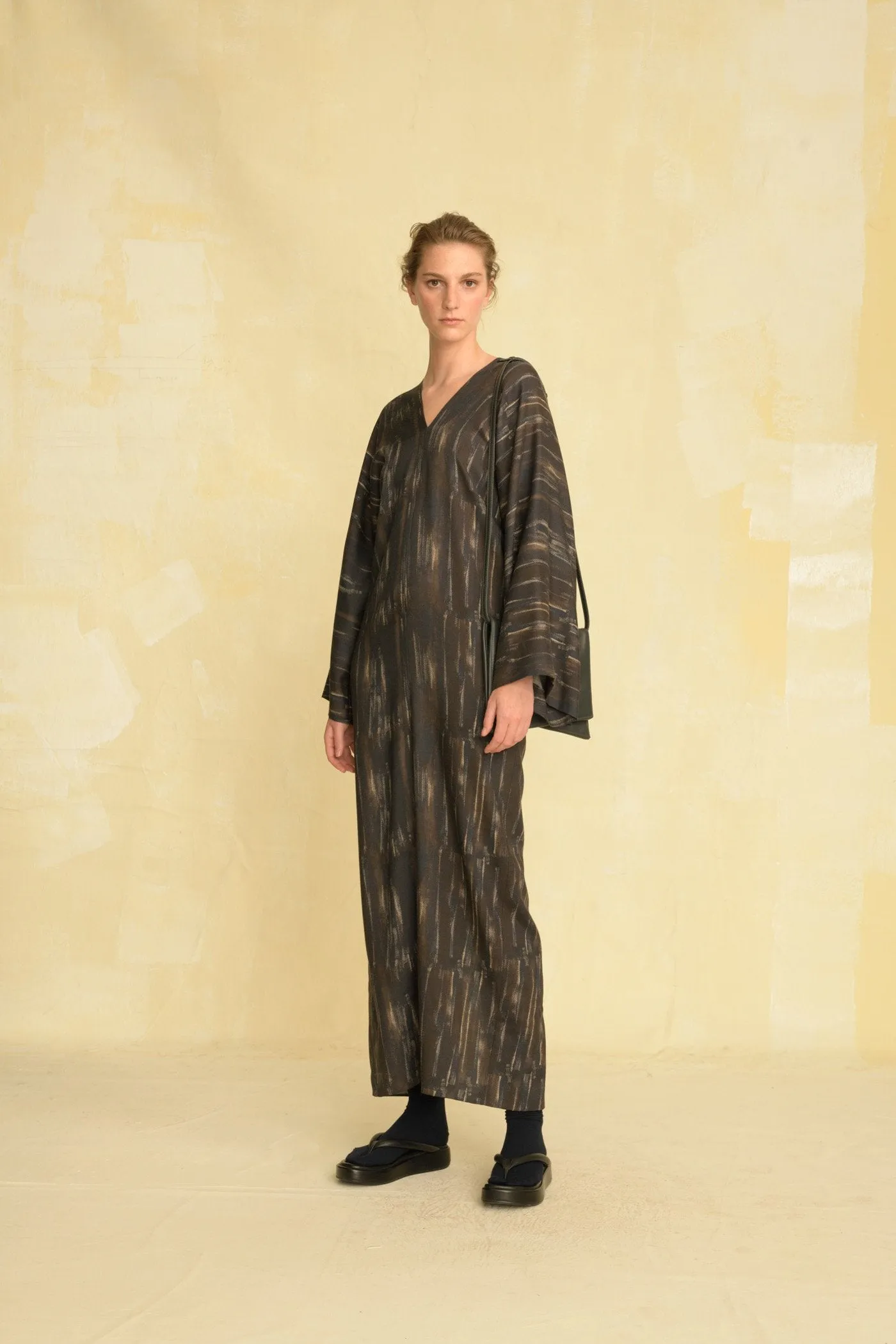 Thais, printed dress in wool and silk