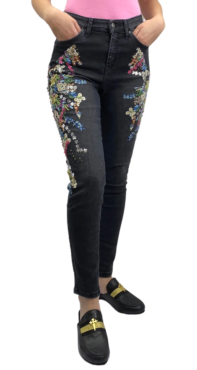 TOPSHOP Pantalón Negro Bordado