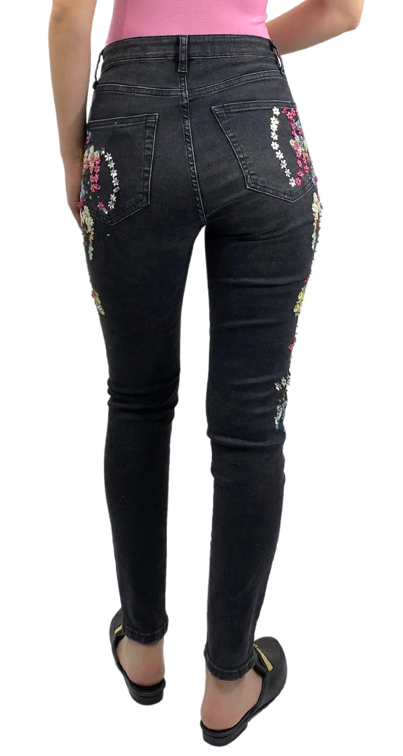 TOPSHOP Pantalón Negro Bordado