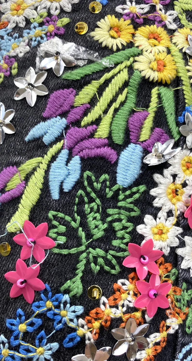TOPSHOP Pantalón Negro Bordado