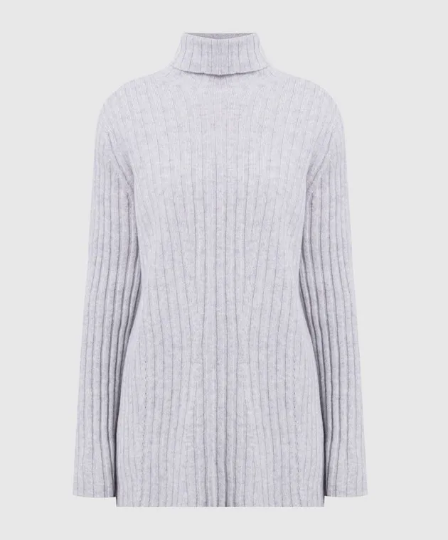 Twinset Gray ribbed wool and cashmere sweater