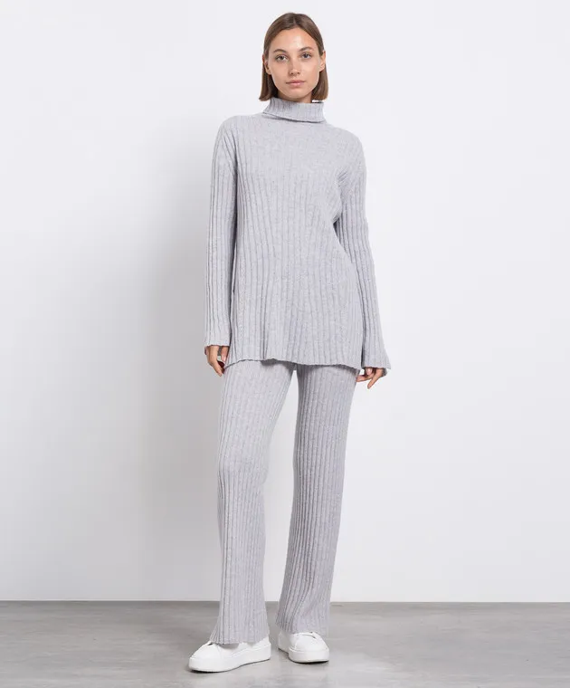 Twinset Gray ribbed wool and cashmere sweater