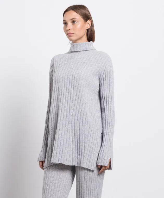 Twinset Gray ribbed wool and cashmere sweater