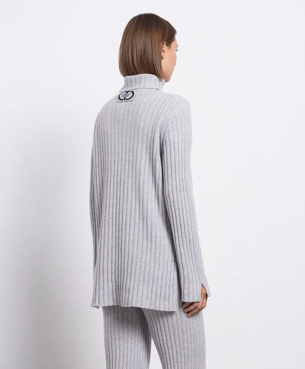 Twinset Gray ribbed wool and cashmere sweater