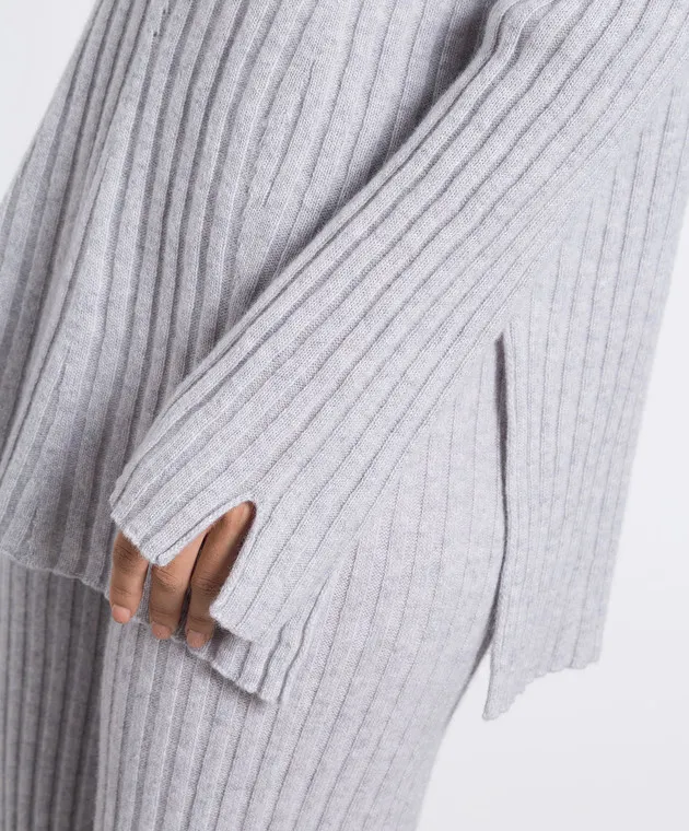 Twinset Gray ribbed wool and cashmere sweater