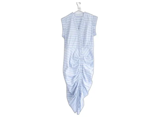 Vestido camisero de algodón con fruncidos de Veronica Beard. Azul claro 