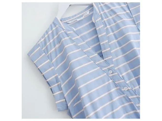 Vestido camisero de algodón con fruncidos de Veronica Beard. Azul claro 