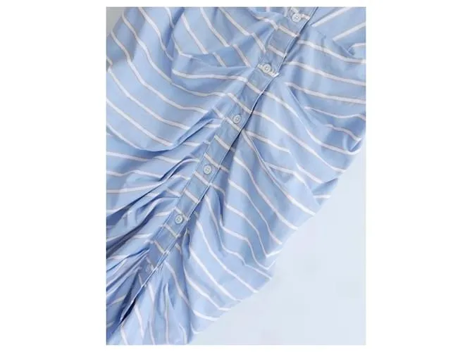 Vestido camisero de algodón con fruncidos de Veronica Beard. Azul claro 