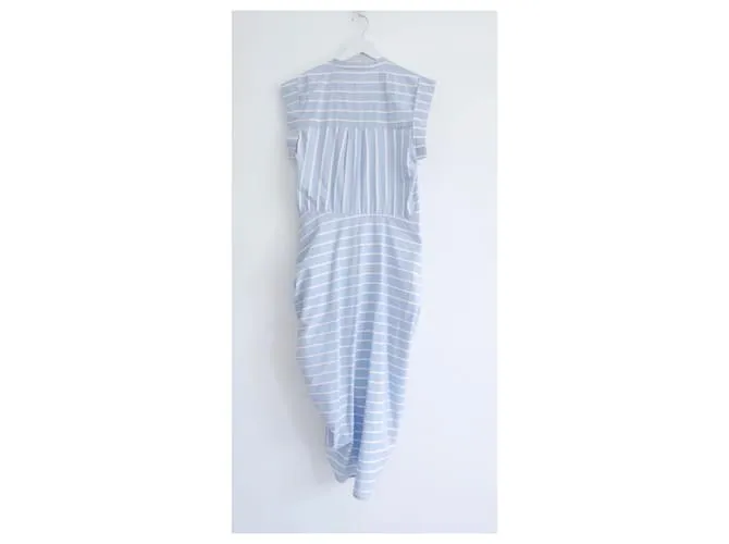 Vestido camisero de algodón con fruncidos de Veronica Beard. Azul claro 