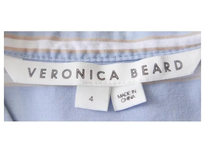 Vestido camisero de algodón con fruncidos de Veronica Beard. Azul claro 
