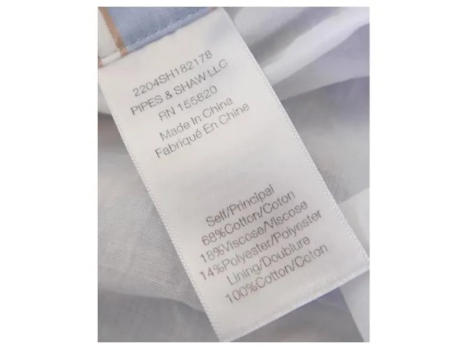 Vestido camisero de algodón con fruncidos de Veronica Beard. Azul claro 