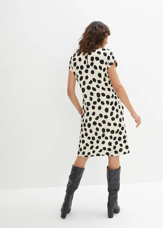 VESTIDO DE ALGODóN GRIS GUIJARRONEGRO ESTAMPADO