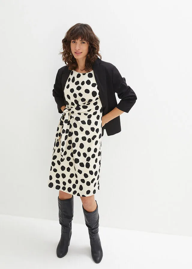 VESTIDO DE ALGODóN GRIS GUIJARRONEGRO ESTAMPADO