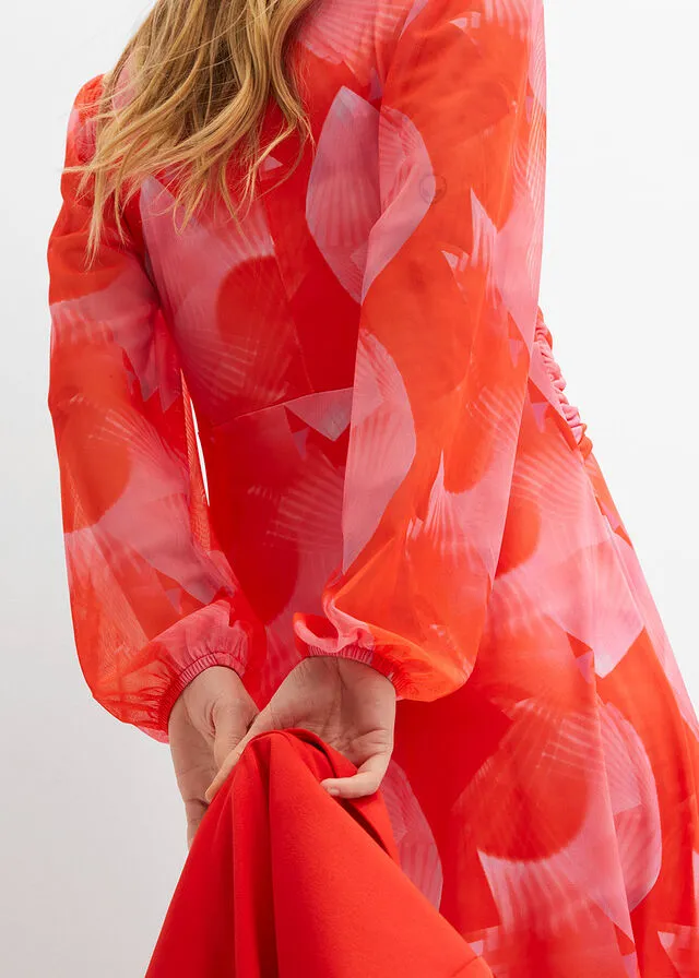 VESTIDO ROJOROSA ESTAMPADO