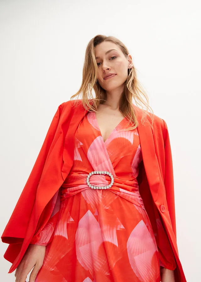 VESTIDO ROJOROSA ESTAMPADO