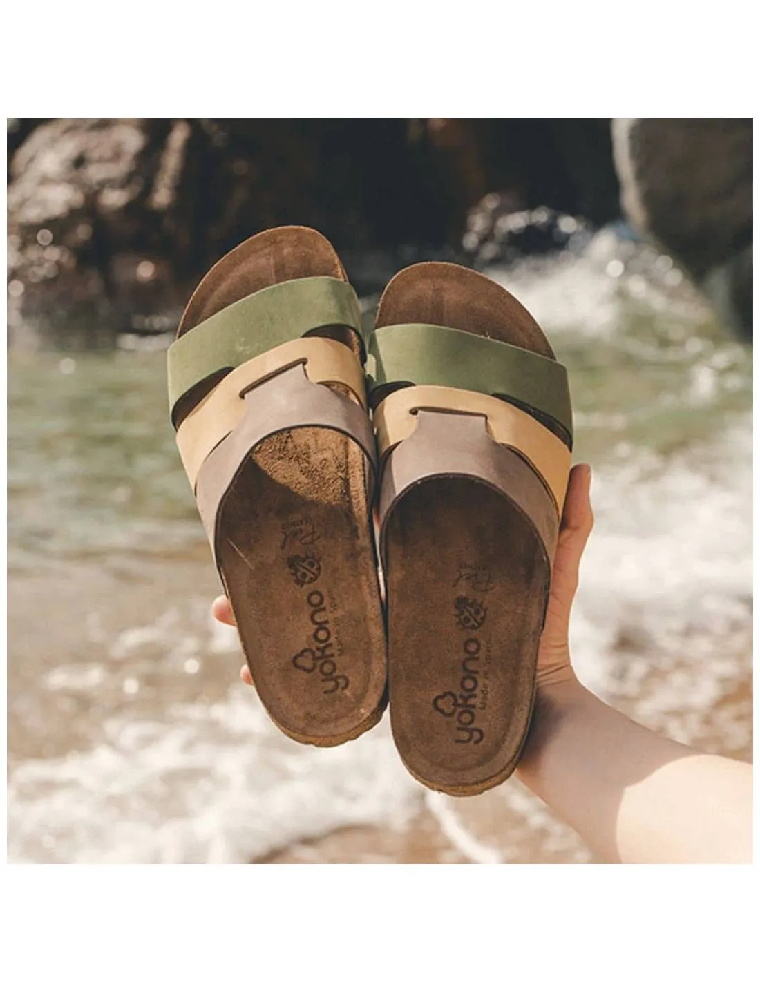 YOKONO  SANDALIA PLANA NOBUCK JERBA 116 MULTI OLIVE