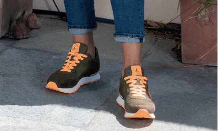 ZAPATILLAS JOTT RUNNING HOMBRE BASKETS HOMME RUW ARMY REF. 4924RUN255 VERDE CAQUI CON DETALLES NARANJA