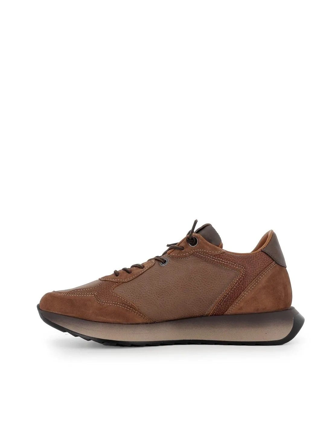 Zapatillas urbanas  piel combinada marrón hombre CETTI